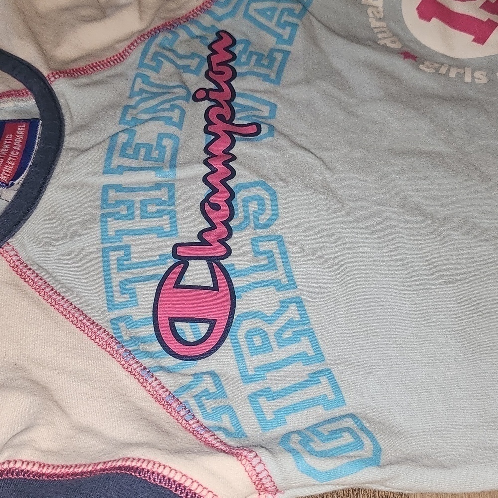 CHAMPION Light Blue, Dark Blue, Pink and White Short Sleeve Tee - Picture 2 of 5